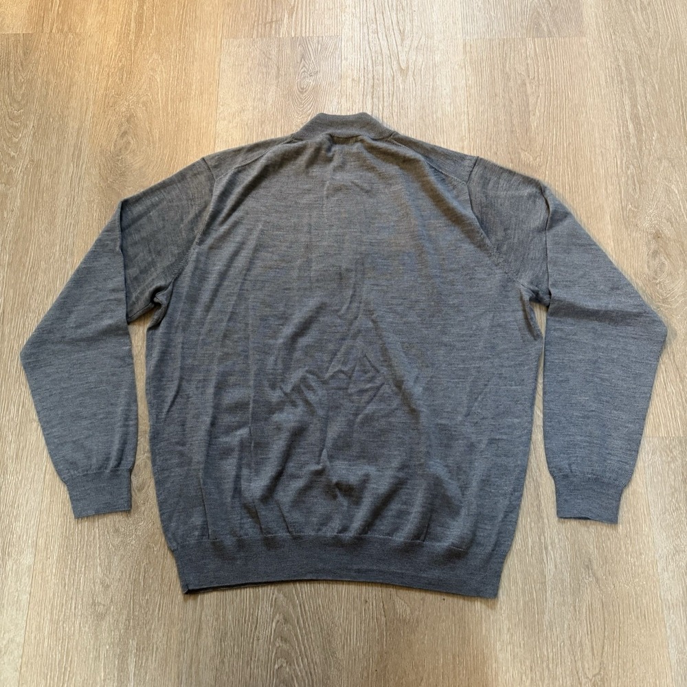 Peter Millar Sweater Mens XL Gray Merino Wool Quarter Zip Mock Neck Pullover - Picture 2 of 8